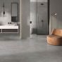 Μπάνιο με τοποθετημένο πλακάκι flax Grey 30x60 σε τοίχο και 75x75 σε δάπεδο.